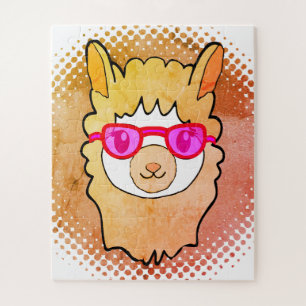 Puzzle Llama Cuta Con Dibujo De Gafas