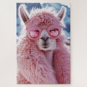 Puzzle Llama rosa glamorosa - Icono de la moda del invier