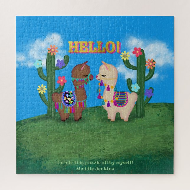 Puzzle Llamas de dos cutas | Personaliza Niños (Vertical)