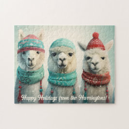 Puzzle Llamas de invierno de texto personalizado