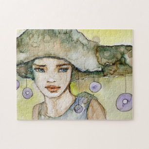 Puzzle llustration de un chica hermoso, delicado