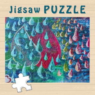 Puzzle Lluvia colorida cae pintura en un muro de graffiti