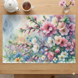 Puzzle Lluvia de primavera Flor de acuarela Cottagecore