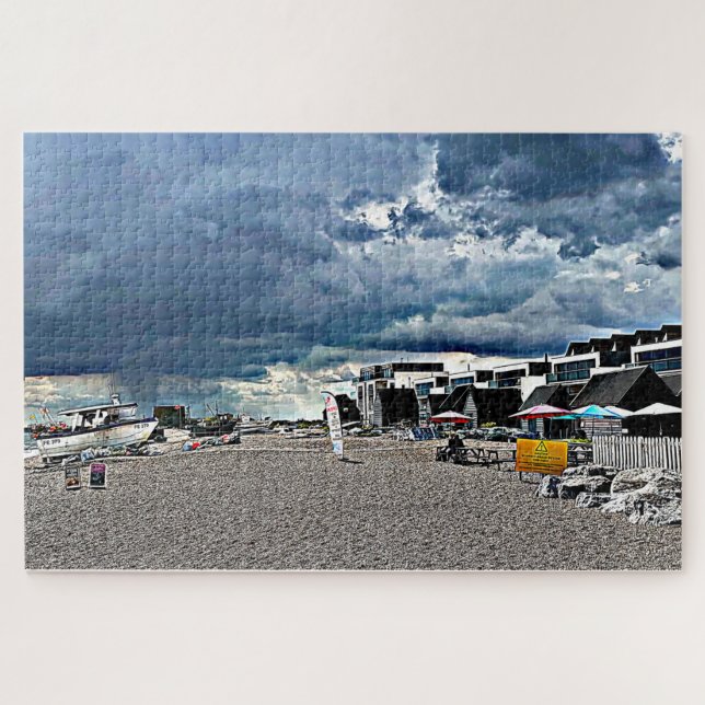 Puzzle Lluvia por la playa de Hythe Fisherman's Beach (Horizontal)