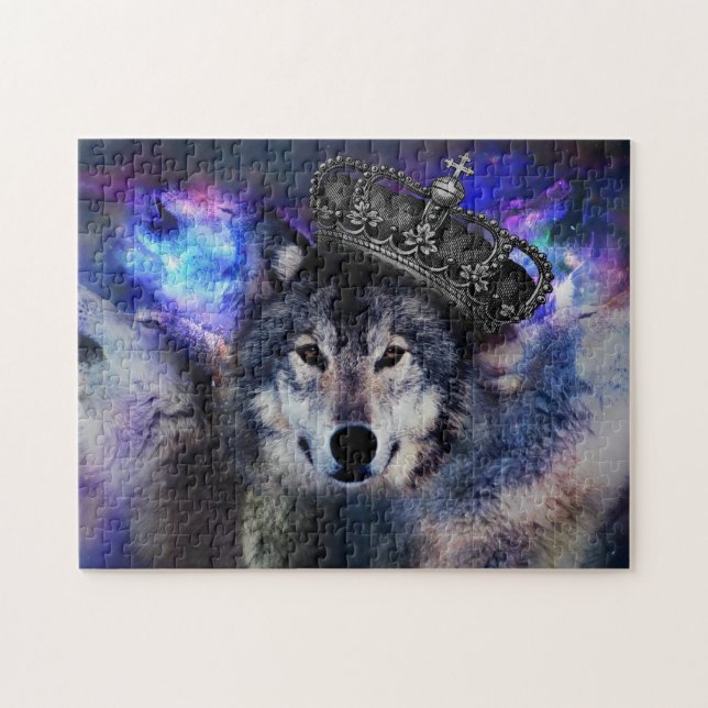 Puzzle Lobo animal en la corona (Horizontal)