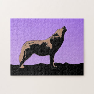 Puzzle Lobo Aullador al Atardecer - Arte Original de Faun