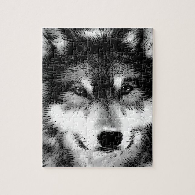 Puzzle Lobo blanco y negro (Vertical)
