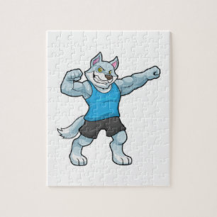Puzzle Lobo como culturista con grandes brazos superiores