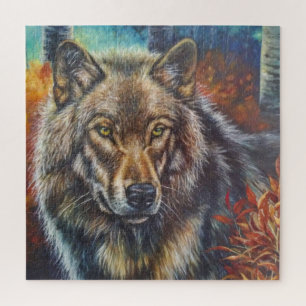 Puzzle Lobo de arte en el muro acrílico en la caída