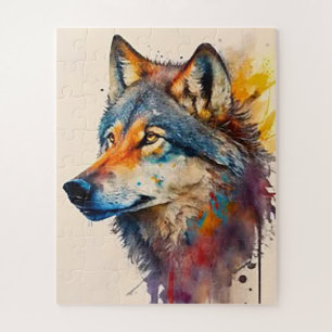 Puzzle Lobo de color agua