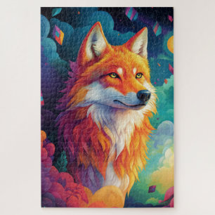 Puzzle Lobo de pie en un paisaje de ensueño