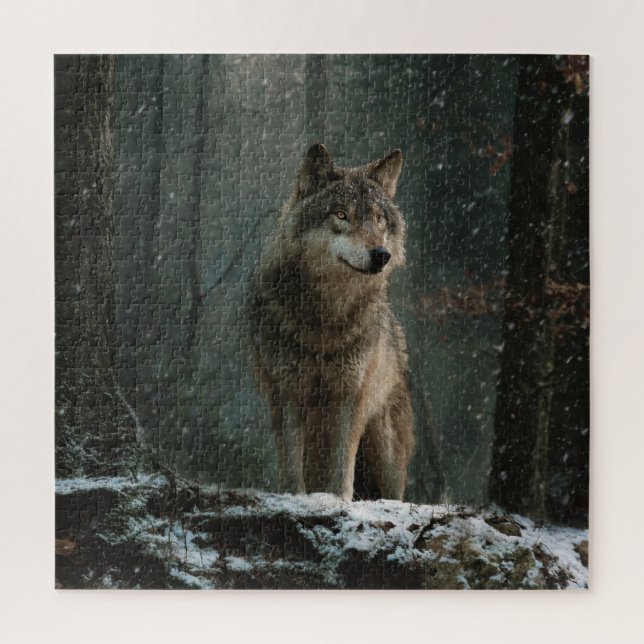 Puzzle Lobo en invierno (Vertical)
