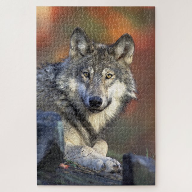 Puzzle Lobo en la caza de los bosques (Vertical)