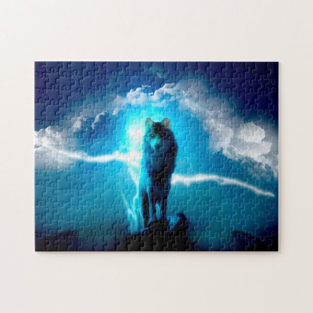 Puzzle Lobo en la tormenta (Horizontal)
