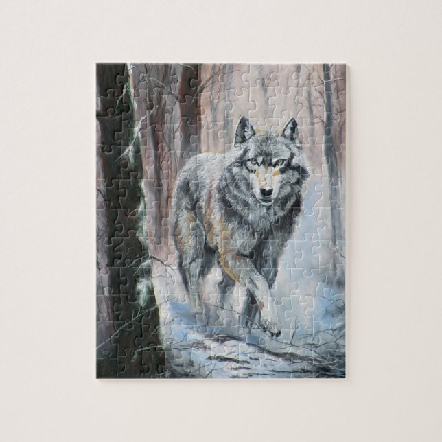 Puzzle Lobo en un bosque de invierno (Vertical)