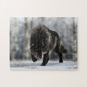 Puzzle Lobo negro enojado