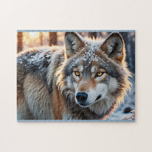 Puzzle Lobo salvaje en invierno