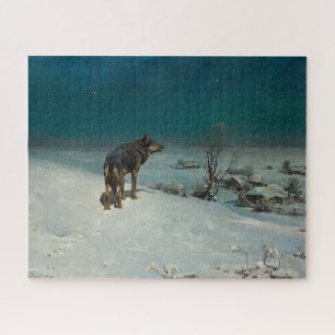 Puzzle Lobo solitario en la nieve