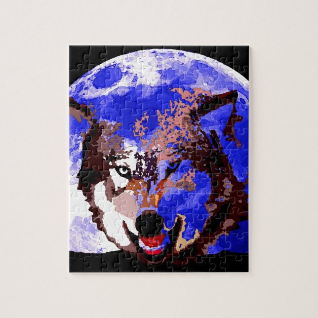 Puzzle Lobo y luna llena (Vertical)