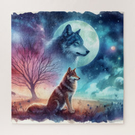 Puzzle Lobos a la luz de la luna Noche Espiritual