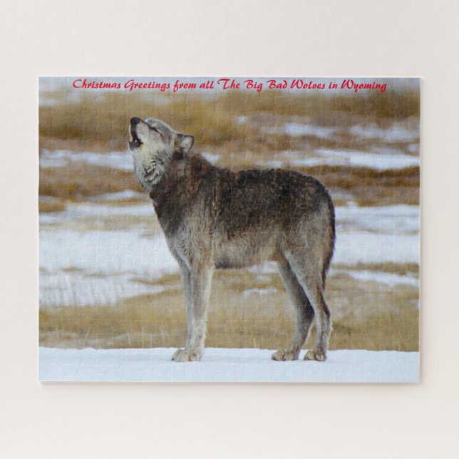 Puzzle Lobos aulladores. Felicitaciones de Navidad (Horizontal)