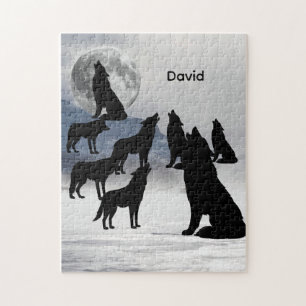 Puzzle Lobos aulladores personalizados Luna Llena