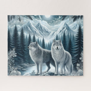 Puzzle Lobos de Montaña Nevada de Invierno