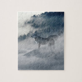 Puzzle Lobos en un paisaje invernal