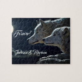 Puzzle Lobos grises hermosos en la noche