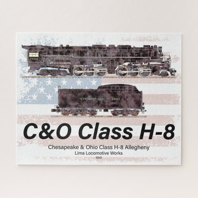 Puzzle Locomotora Allegheny C&O Clase H-8 - bandera ameri (Horizontal)