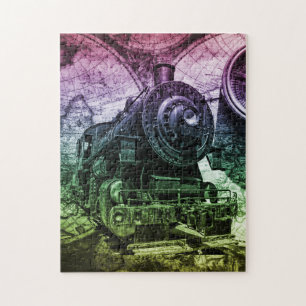 Puzzle Locomotora de motor de vapor de vintage