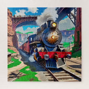 Puzzle Locomotora de Vapor Antigua en un Cañón Escénico