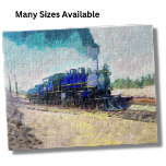 Puzzle Locomotora del motor del tren de vapor azul Paint<br><div class="desc">Rompecabezas de pintura de trenes de vapor azul - mira mi tienda para más grandes regalos de tren.</div>