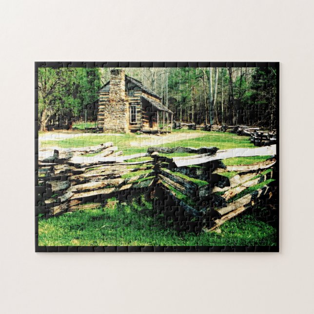 Puzzle Log Cabin at Cades Cove (Horizontal)