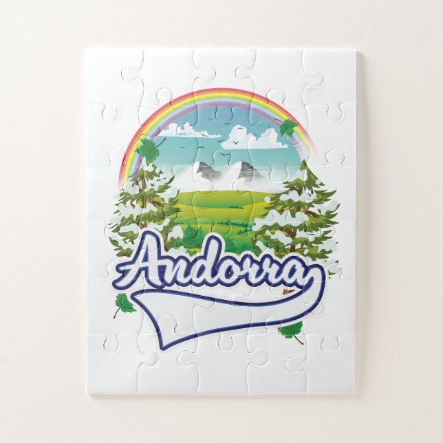Puzzle Logo de los viajes retro de Andorra (Vertical)