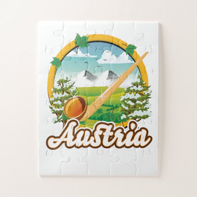 Puzzle Logo de viaje retro de Austria (Vertical)