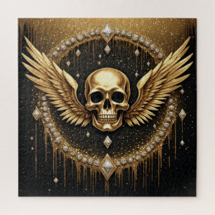 Puzzle 💎 Logotipo de alas de cráneo gótico para regalos 