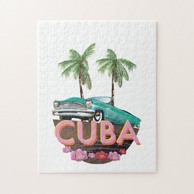 Puzzle logotipo de coche clásico de Cuba (Vertical)
