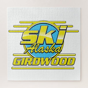 Puzzle logotipo de esquí de Girdwood Alaska años 80