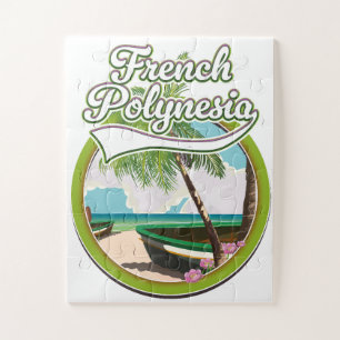 Puzzle logotipo de viaje a la Polinesia Francesa.