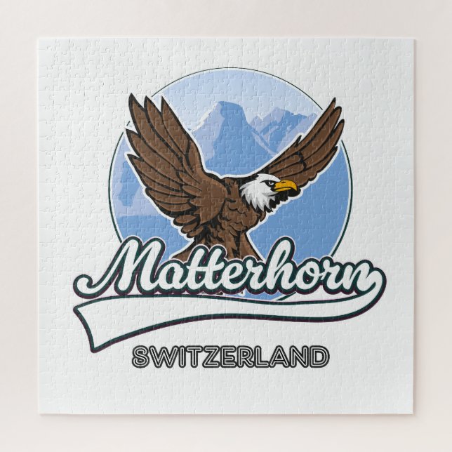 Puzzle logotipo de viaje a Matterhorn Suiza (Vertical)