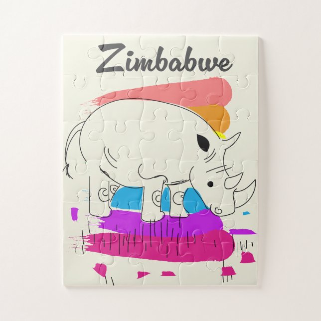 Puzzle logotipo de viaje retro de Zimbabue (Vertical)