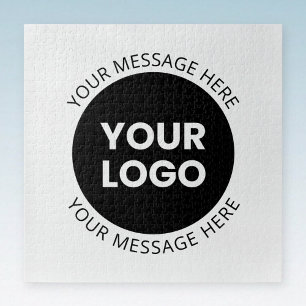 Puzzle Logotipo empresarial y texto editable Blanco y neg