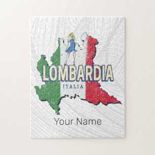 Puzzle Lombardía Italia Retro Región Mapa de recuerdos de
