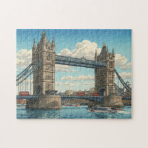 London Tower Bridge Japanese Woodblock Print