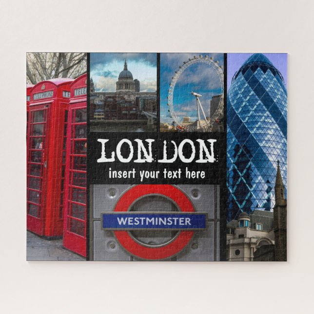 Puzzle London, views, with custom message (Horizontal)