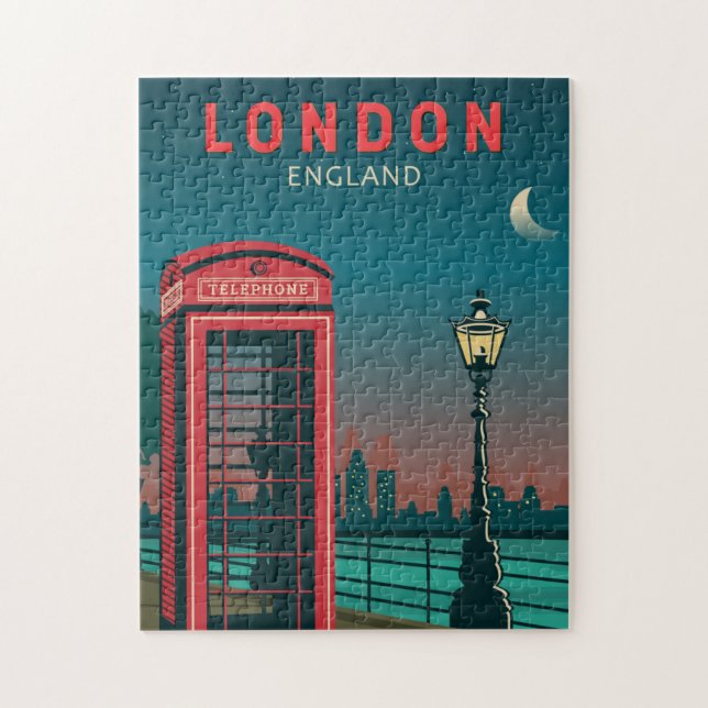 Puzzle Londres Inglaterra Retro Viaje Arte Vintage (Vertical)