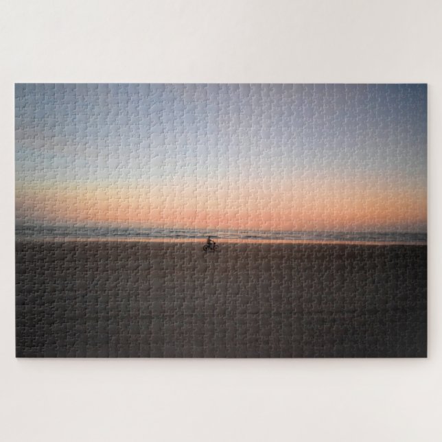 Puzzle Lonely Sunrise Bike Ride en la playa - 20x30 (Horizontal)