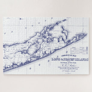 Puzzle Long Island The Hamptons Map VC Canvas Print