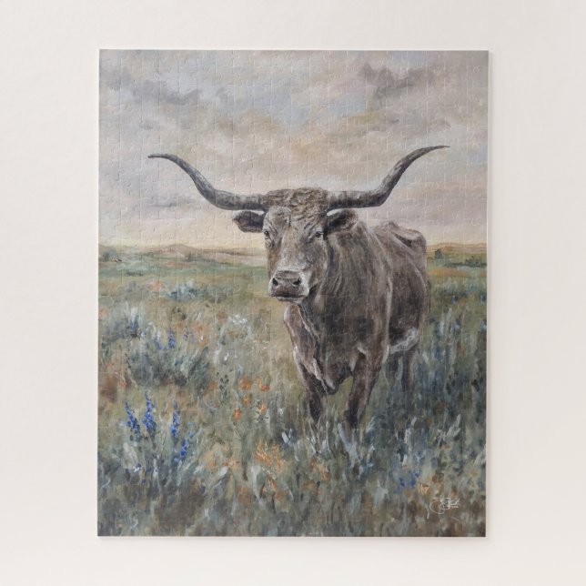 Puzzle "Longhorn" pintado a mano (Vertical)